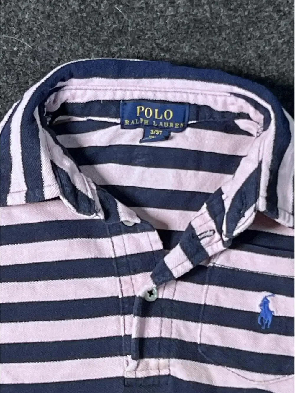 Polo Ralph Lauren Polo Shirt Girls 3T Pink Blue Stripe EUC S/S Cotton